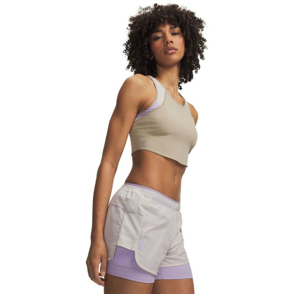 Under Armour Womens/Ladies Trail Run Cropped Tank Top / Khaki/Purple